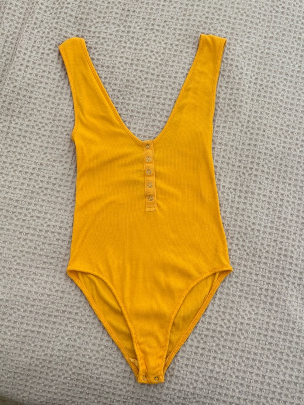 Intimately Free People Mustard Ribbed Bodysuit XS